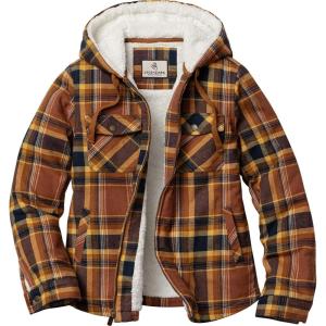 image:imageLegendary Whitetails Womens Hooded Shacket With Drawstring Hood Berber Lined Shirt JacketLake Cabin Plaid