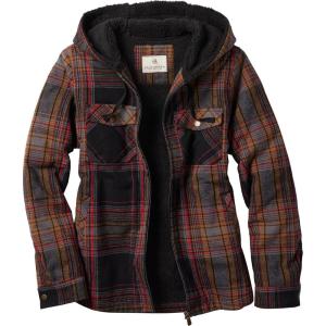 image:imageLegendary Whitetails Womens Hooded Shacket With Drawstring Hood Berber Lined Shirt JacketLicorice Root Plaid