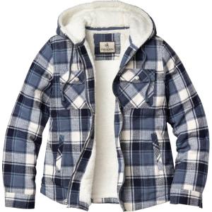 image:imageLegendary Whitetails Womens Hooded Shacket With Drawstring Hood Berber Lined Shirt JacketMidnight Moon Plaid