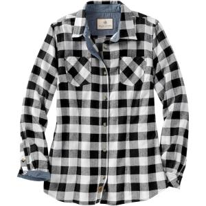 image:imageLegendary Whitetails Womens Long Sleeve Plaid Flannel Button Up Shirt 100 CottonWhite Buffalo Check