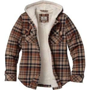 image:imageLegendary Whitetails Womens Hooded Flannel Shacket Sherpa Lined Plaid Shirt JacketToasted Hazelnut Plaid