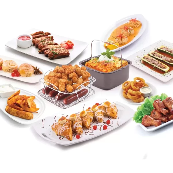 imageNuwave 2pc Brio Air Fryer Cooking Accessory Kit Reversible Rack and Baking Pan Compatible with 3QT Brio Air Fryers or Larger
