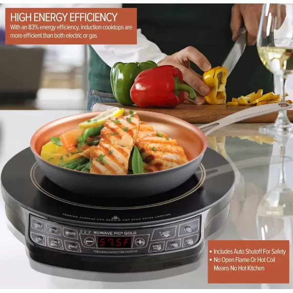 imageNuwave Gold Precision Induction Cooktop Portable Powerful with Large 8 Heating Coil100F to 575F 3 Wattage Settings 12 HeatResistant Cooking SurfacePIC Gold
