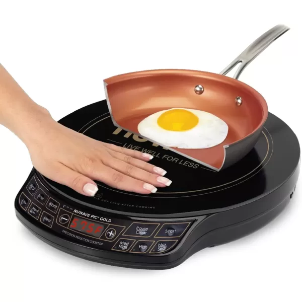 imageNuwave Gold Precision Induction Cooktop Portable Powerful with Large 8 Heating Coil100F to 575F 3 Wattage Settings 12 HeatResistant Cooking SurfacePIC Gold