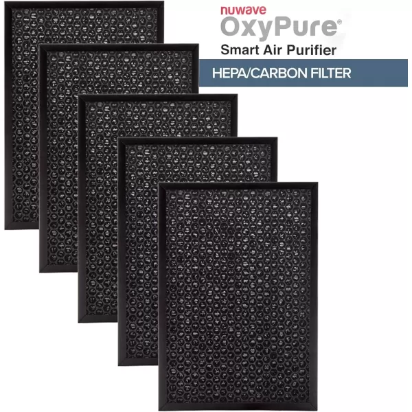 imageNuwave OxyPure 5Pack Genuine Replacement HEPACarbon Combo Filters Removes Allergens Pollutants ampamp Odors Produced ampamp Sold by Original Manufacturer for OxyPure Models 47001 47002 47003 and 47004Filters
