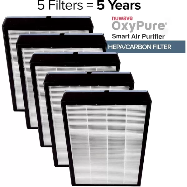 imageNuwave OxyPure 5Pack Genuine Replacement HEPACarbon Combo Filters Removes Allergens Pollutants ampamp Odors Produced ampamp Sold by Original Manufacturer for OxyPure Models 47001 47002 47003 and 47004Filters