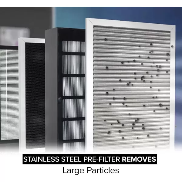 imageNuwave OxyPure Stainless Steel PreFilter for Large Room and Home to Remove Larger Particles Pollutants and Allergens Including Pollen Pet Hair Pet Dander ampamp More