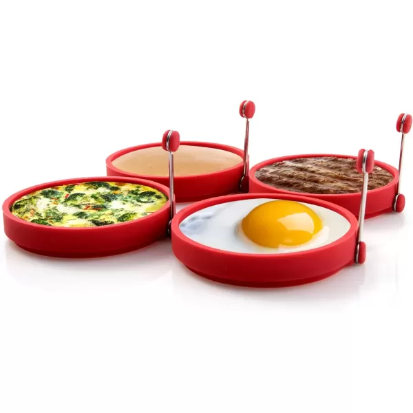 imageNuwave Silicone Egg Rings PFAS Free FoodGrade 4 Pcs NonStick 4W x 075D Perfect Sized Eggs Omelets Mini Pancakes Works on Frying Pans Griddles ampamp Electric Skillets Oven ampamp Dishwasher Safe