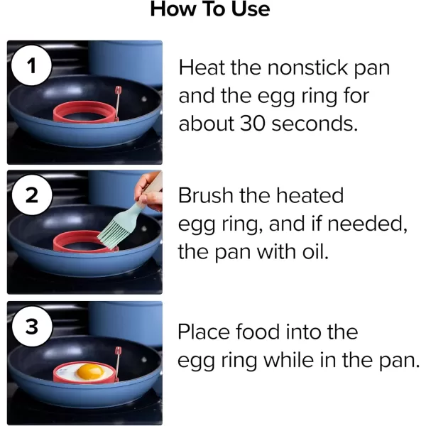 imageNuwave Silicone Egg Rings PFAS Free FoodGrade 4 Pcs NonStick 4W x 075D Perfect Sized Eggs Omelets Mini Pancakes Works on Frying Pans Griddles ampamp Electric Skillets Oven ampamp Dishwasher Safe