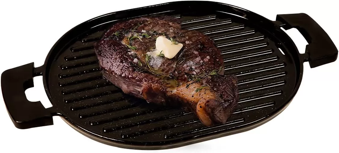 imageNUWAVE Cast Iron Grill With Enameled NonStick Coating Designed For The NuWave Precision Induction Cooktop Black 163quot x 104quot x 07quotCast Iron Grill