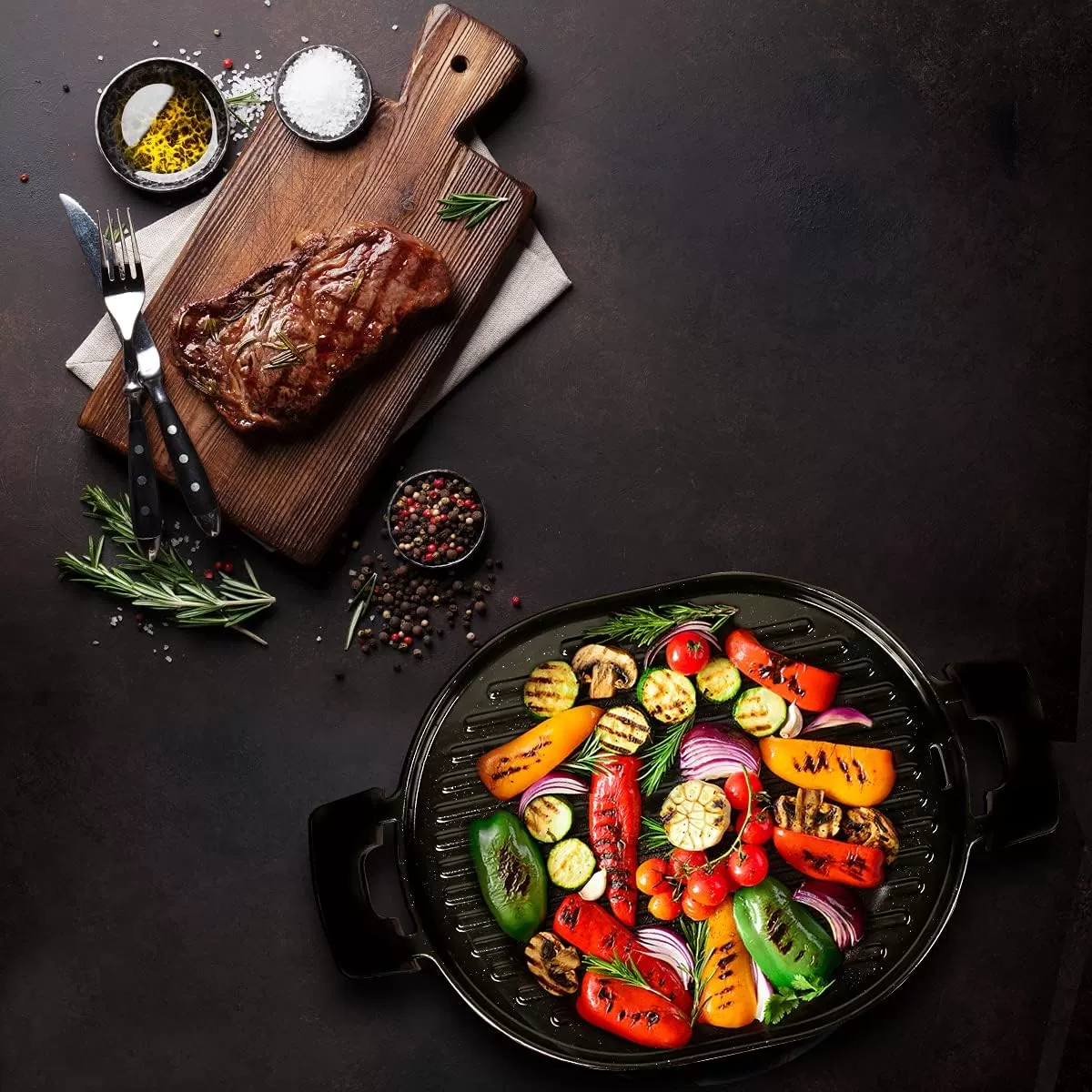 imageNUWAVE Cast Iron Grill With Enameled NonStick Coating Designed For The NuWave Precision Induction Cooktop Black 163quot x 104quot x 07quotCast Iron Grill