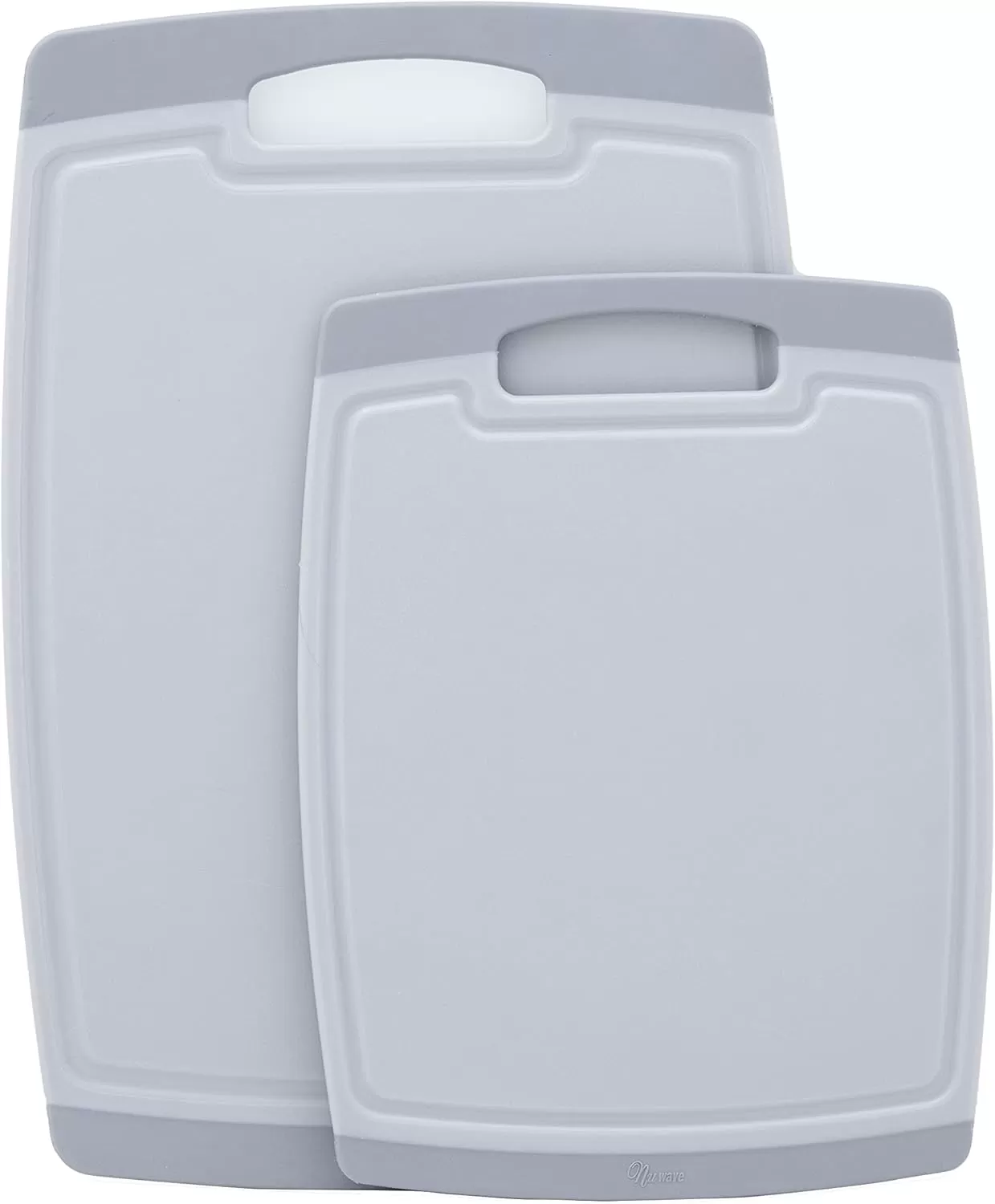 imageNuwave 2Piece Cutting Board Set Extra Large 18x12 Large 14x105 Lightweight ampamp Easy to Store Juice Well for No Drip Carving Easy Grip Handle NonPorous Surface BPA Free DishwasherSafe