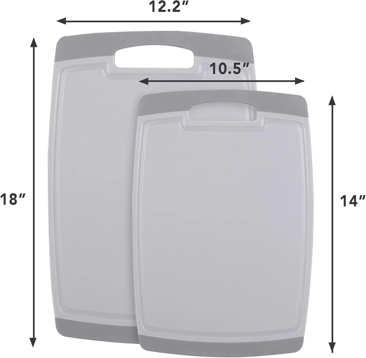 imageNuwave 2Piece Cutting Board Set Extra Large 18x12 Large 14x105 Lightweight ampamp Easy to Store Juice Well for No Drip Carving Easy Grip Handle NonPorous Surface BPA Free DishwasherSafe