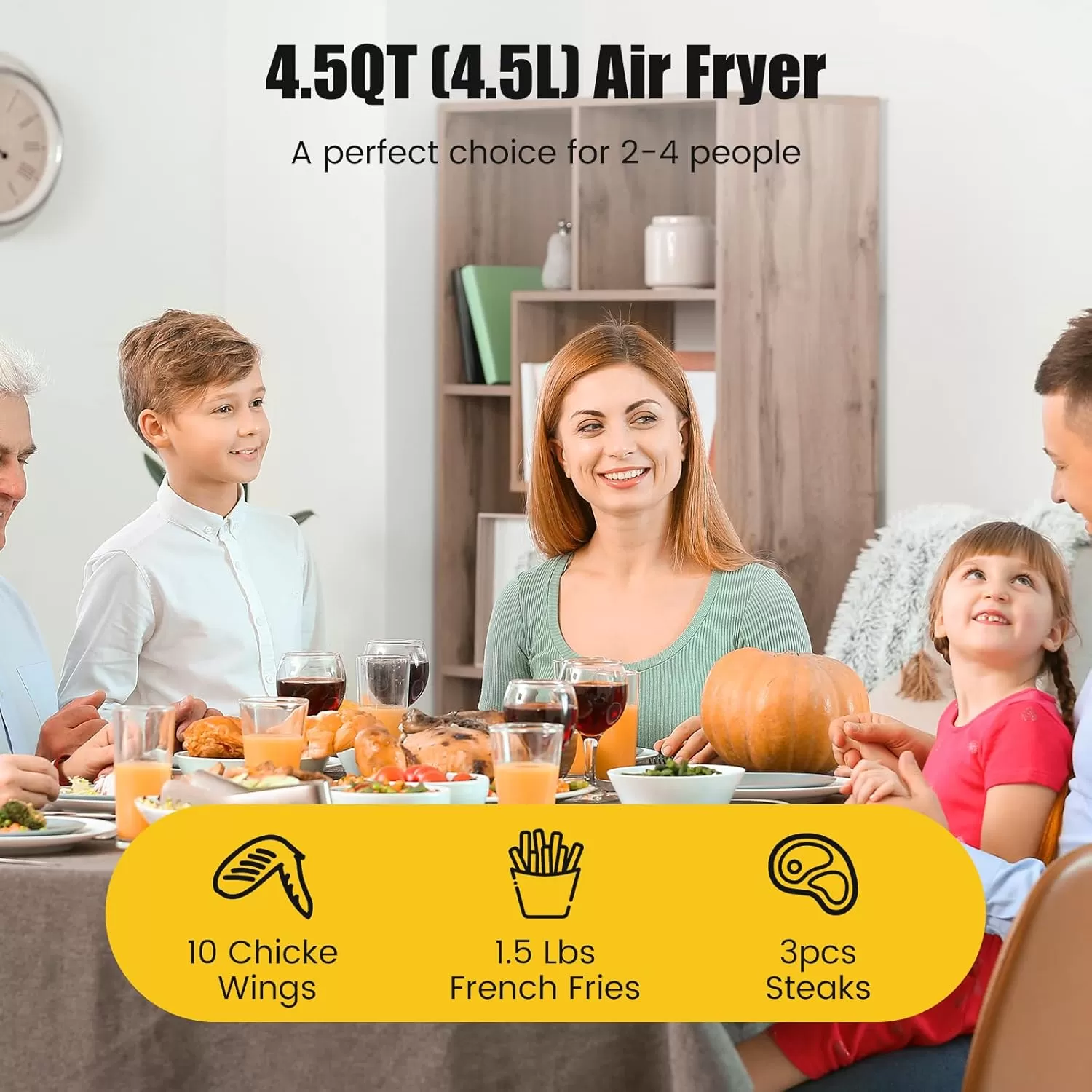 imageNuwave 6quart Brio Healthy Digital Air Fryer with OneTouch Digital Controls 6 Preset Menu Functions ampamp Removable Divider Insert Black45QT Air Fryer