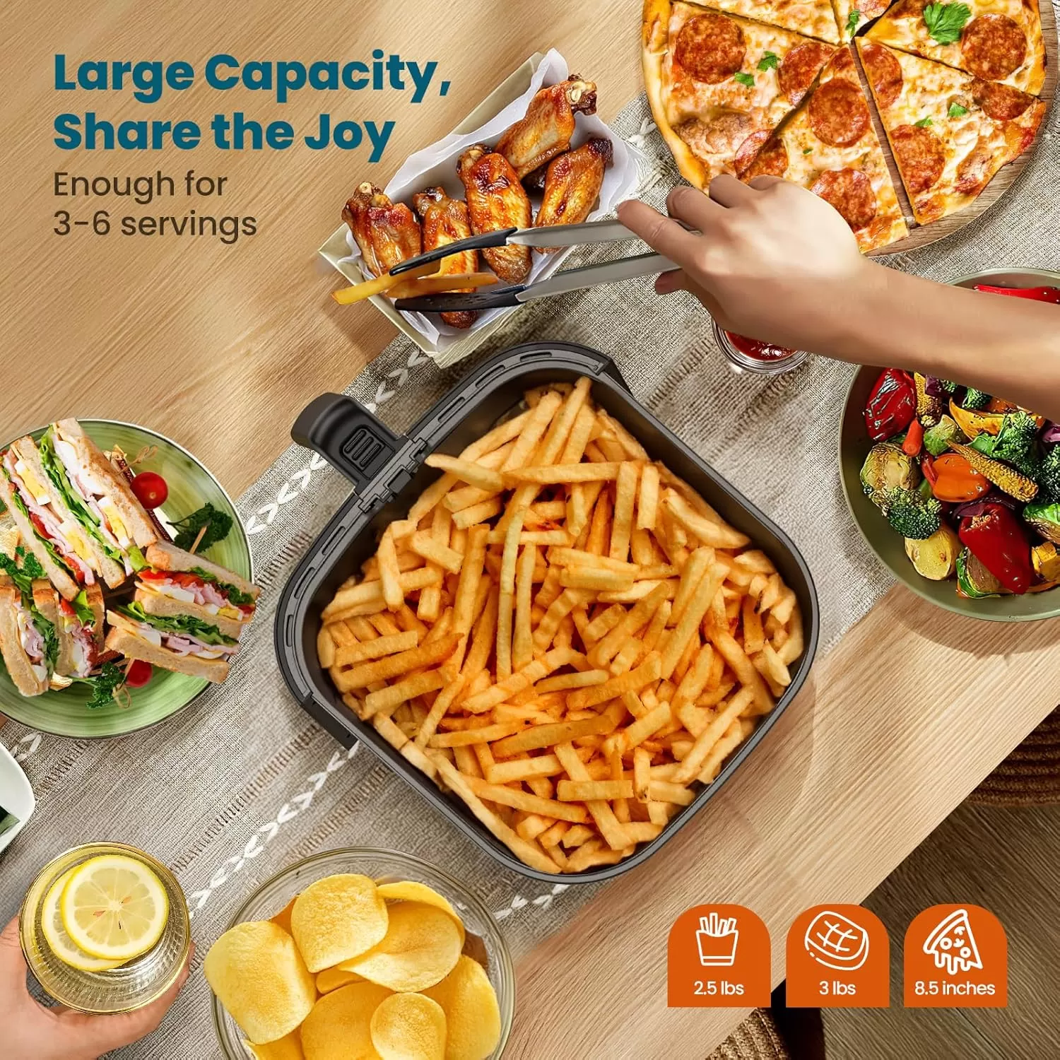 imageNuwave Brio 10in1 Air Fryer 6 QT Airfryer Capacity with Smart Probe Roast Grill Bake for Fast Meals OneTouch Digital Controls Powerful 1800W Fryer 100 Recipes Removable Divider ampamp Grill Pan6QT Brio Air Fryer wProbe