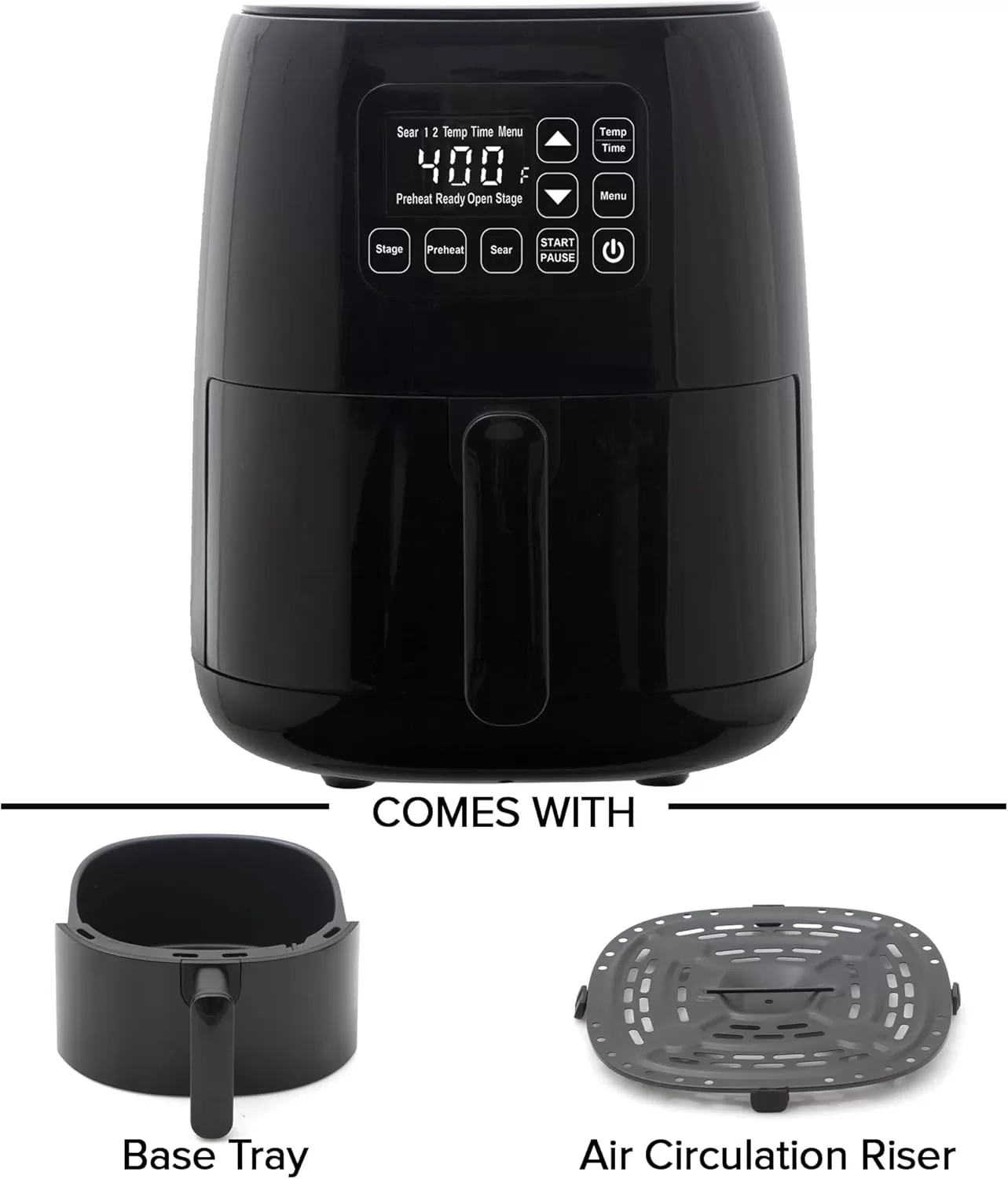 imageNuwave Brio 26Qt Air Fryer Touch Screen Digital Controls ampamp Easy to Read Display 50F400F Temperature Controls in 5 Increments Linear Thermal Linear T Technology BuiltIn Safety Features