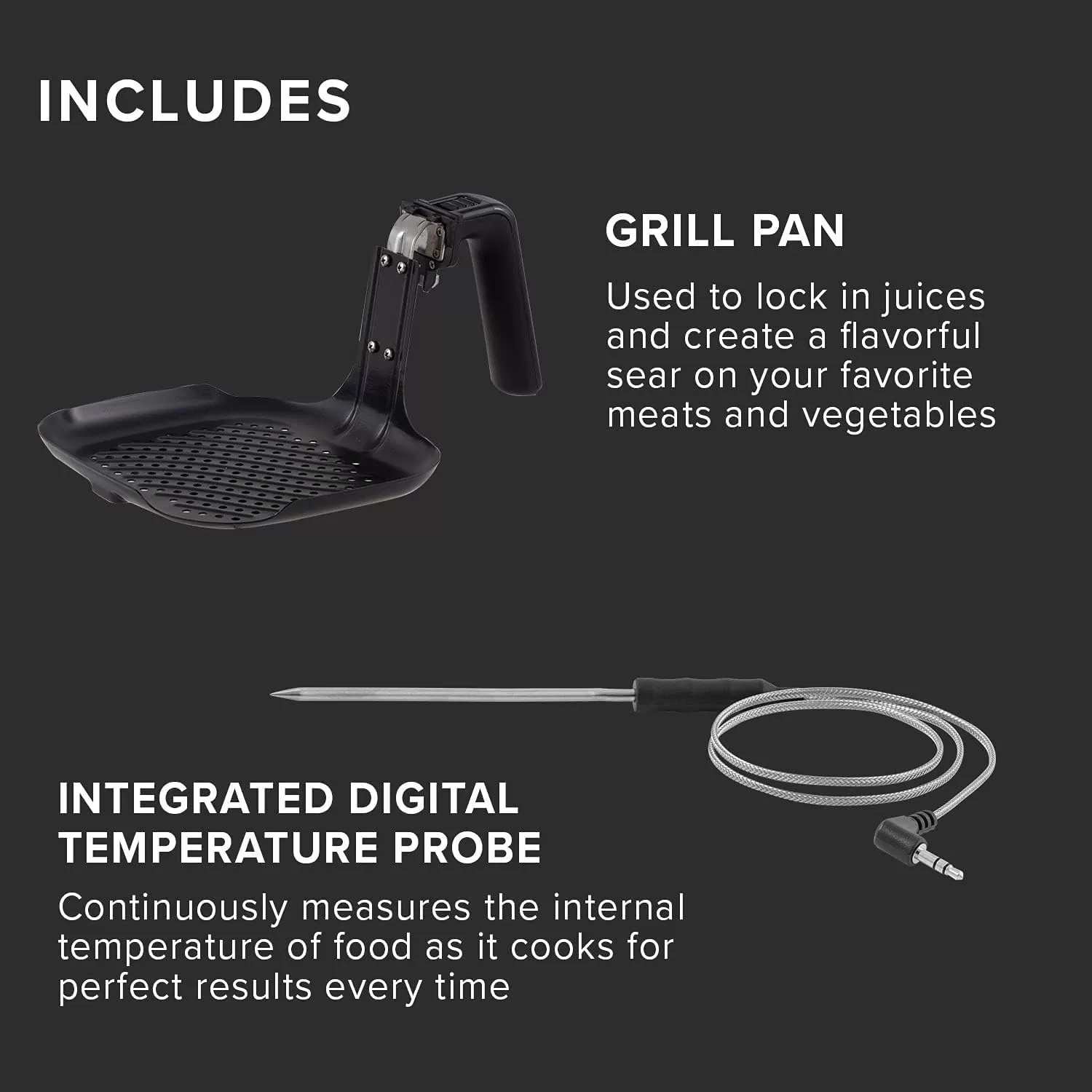 imageNuwave Brio 6Quart Healthy Digital Smart Air Fryer with Probe OneTouch Digital Controls Advanced Cooking Functions Removable Divider Insert ampamp Grill Pan NEW ACCESSORYBlack
