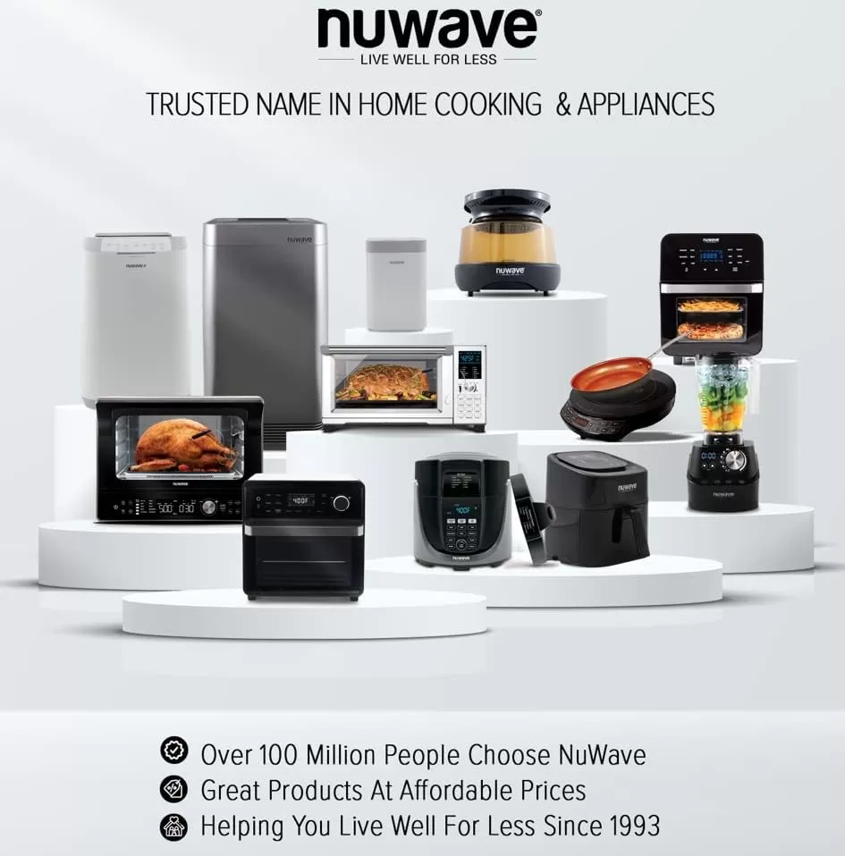imageNuwave Brio 6Quart Healthy Digital Smart Air Fryer with Probe OneTouch Digital Controls Advanced Cooking Functions Removable Divider Insert ampamp Grill Pan NEW ACCESSORYBlack
