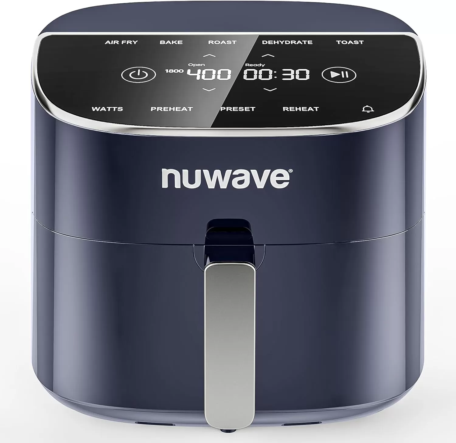 imageNuwave Brio 8Qt Air Fryer Powerful 1800W EasytoRead Cool White Display 50400F Temp Controls 100 PreProgrammed Presets ampamp 50 Memory Slots Integrated Smart Thermometer Linear T TechnologyDeep Blue
