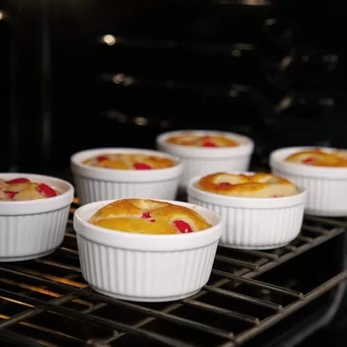 imageNuwave Ceramic Ramekins 8 oz Set of 6 Elegant Classic Style for Baking Souffles Creme Brules Custards Puddings 43 Wide ampamp 2 Tall Microwave Oven ampamp DishwasherSafe Ivory White 66pc Ceramic Ramekins