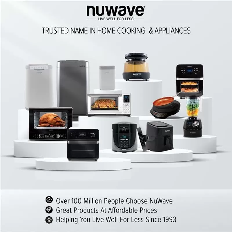 imageNuwave Design188 Stainless Steel CookwareFree of PTFE PFOA PFOSFondue Pot SetWorks On All Cooktops and Induction CookerInclude PotSteamer BasketGlass Lid and 8 Fondue Forks10 Yer Wrranty 35Qt Pot Silver