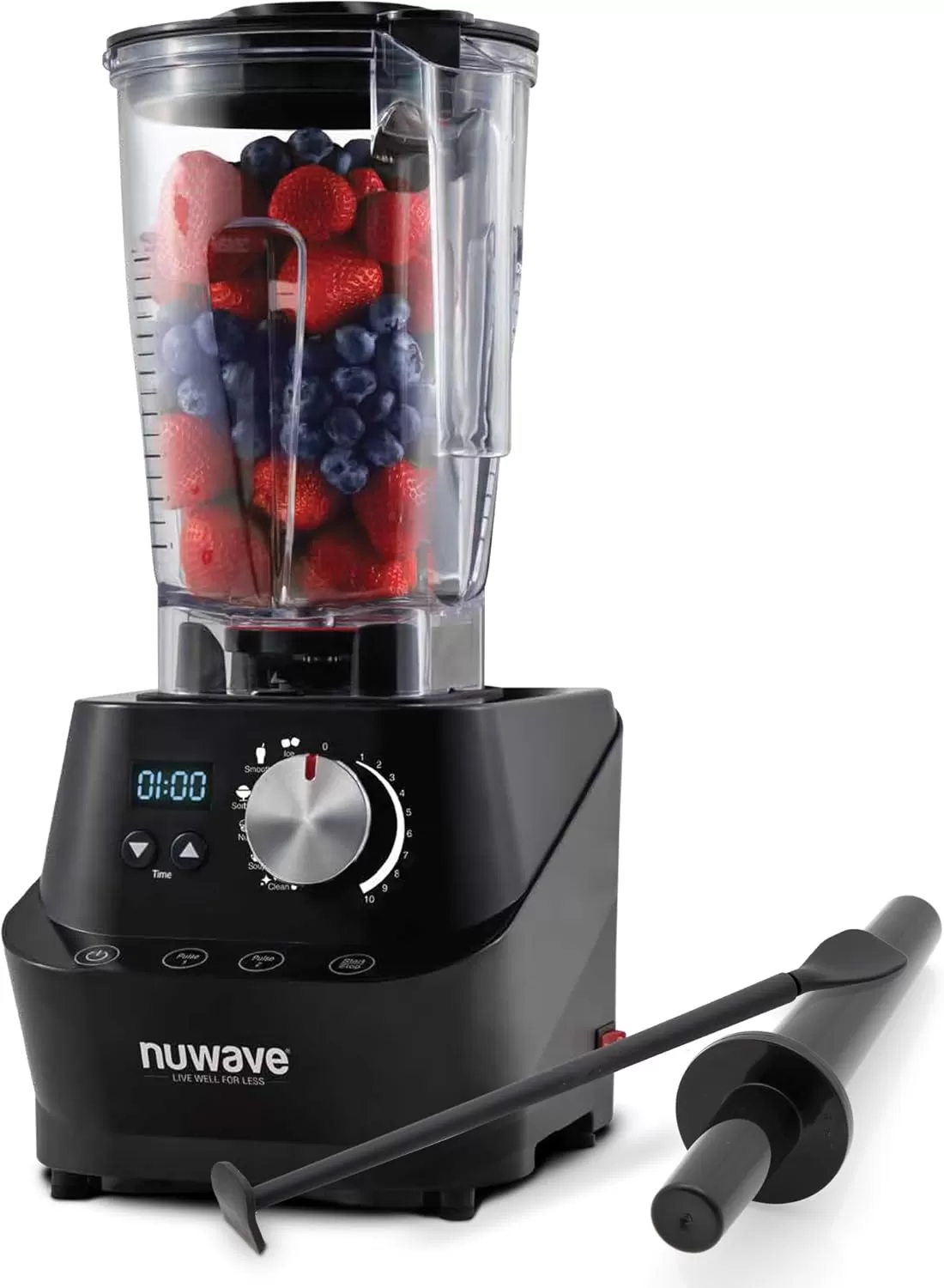imageNuwave Infinity Commercial Blender HeavyDuty Smoothie Blender w 25HP Copper Motor ampamp LaserCut Blades Last 100 Years Quick Ice Crushing 64oz Tritan Jar NSF Certified 10 Speeds SelfCleaningTritan Jar