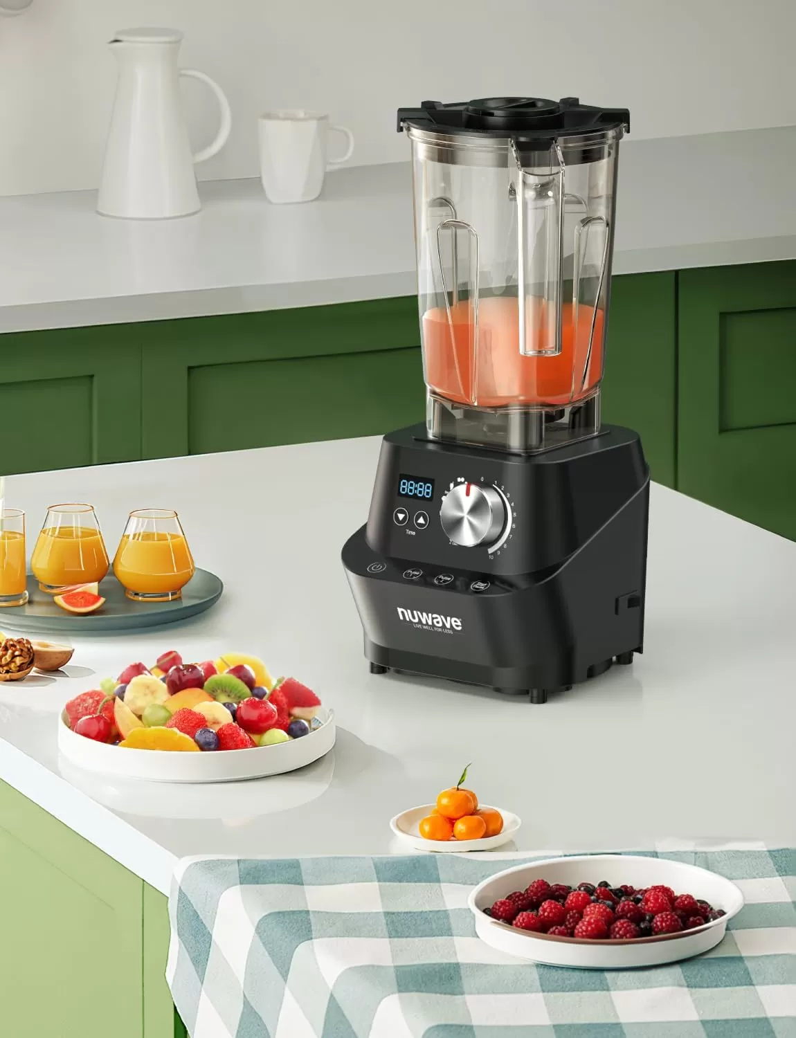 imageNuwave Infinity Commercial Blender HeavyDuty Smoothie Blender w 25HP Copper Motor ampamp LaserCut Blades Last 100 Years Quick Ice Crushing 64oz Tritan Jar NSF Certified 10 Speeds SelfCleaningMetal Gear