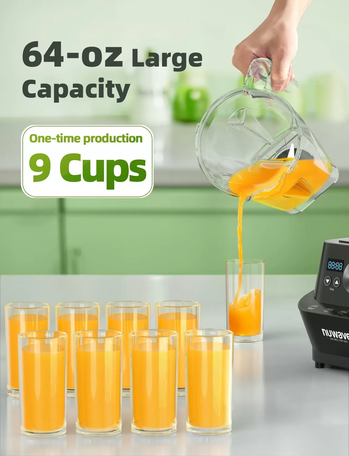 imageNuwave Infinity Commercial Blender HeavyDuty Smoothie Blender w 25HP Copper Motor ampamp LaserCut Blades Last 100 Years Quick Ice Crushing 64oz Tritan Jar NSF Certified 10 Speeds SelfCleaningMetal Gear