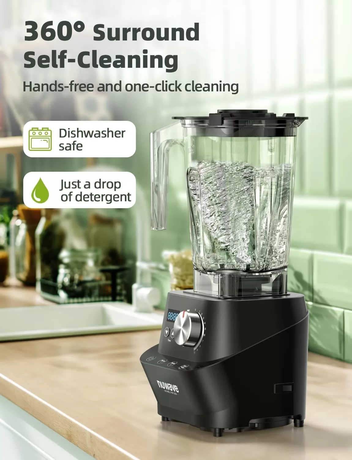 imageNuwave Infinity Commercial Blender HeavyDuty Smoothie Blender w 25HP Copper Motor ampamp LaserCut Blades Last 100 Years Quick Ice Crushing 64oz Tritan Jar NSF Certified 10 Speeds SelfCleaningMetal Gear