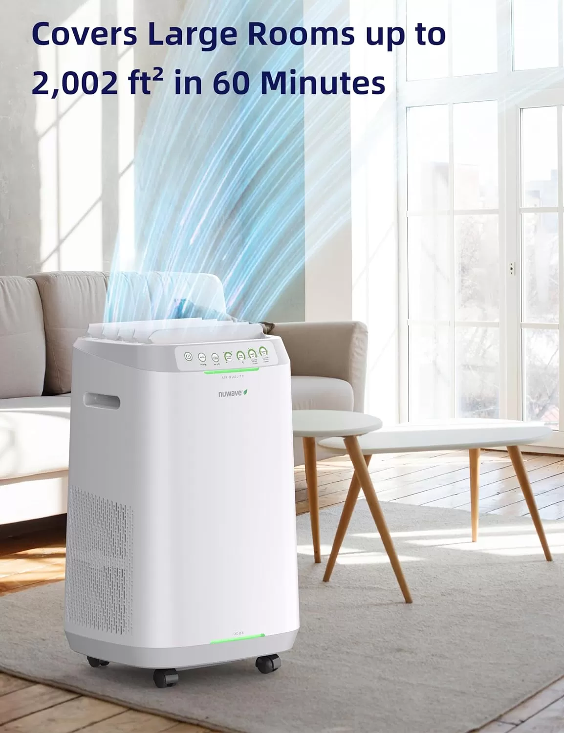 imageNuwave OxyPure ZERO Air Purifiers with 20 Yr Washable and Reusable Bio Guard Tech Air Filter Large Room Up to 2002 Ft Air Quality Monitor 01 Microns 100 Capture Allergies Smoke Dust PollenE1000 Dual 4stage Filters