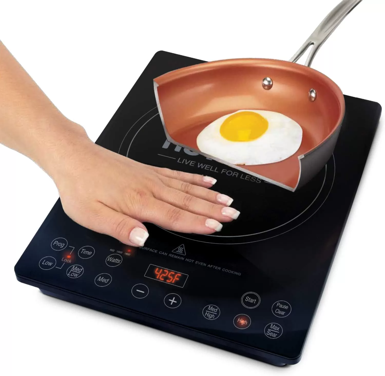imageNuwave Pro Chef Induction Cooktop NSFCertified CommercialGrade Portable Powerful 1800W Large 8 Heating Coil 94 Temp Settings 100F  575F in 5F ShatterProof Ceramic Glass SurfaceInduction Cooktop