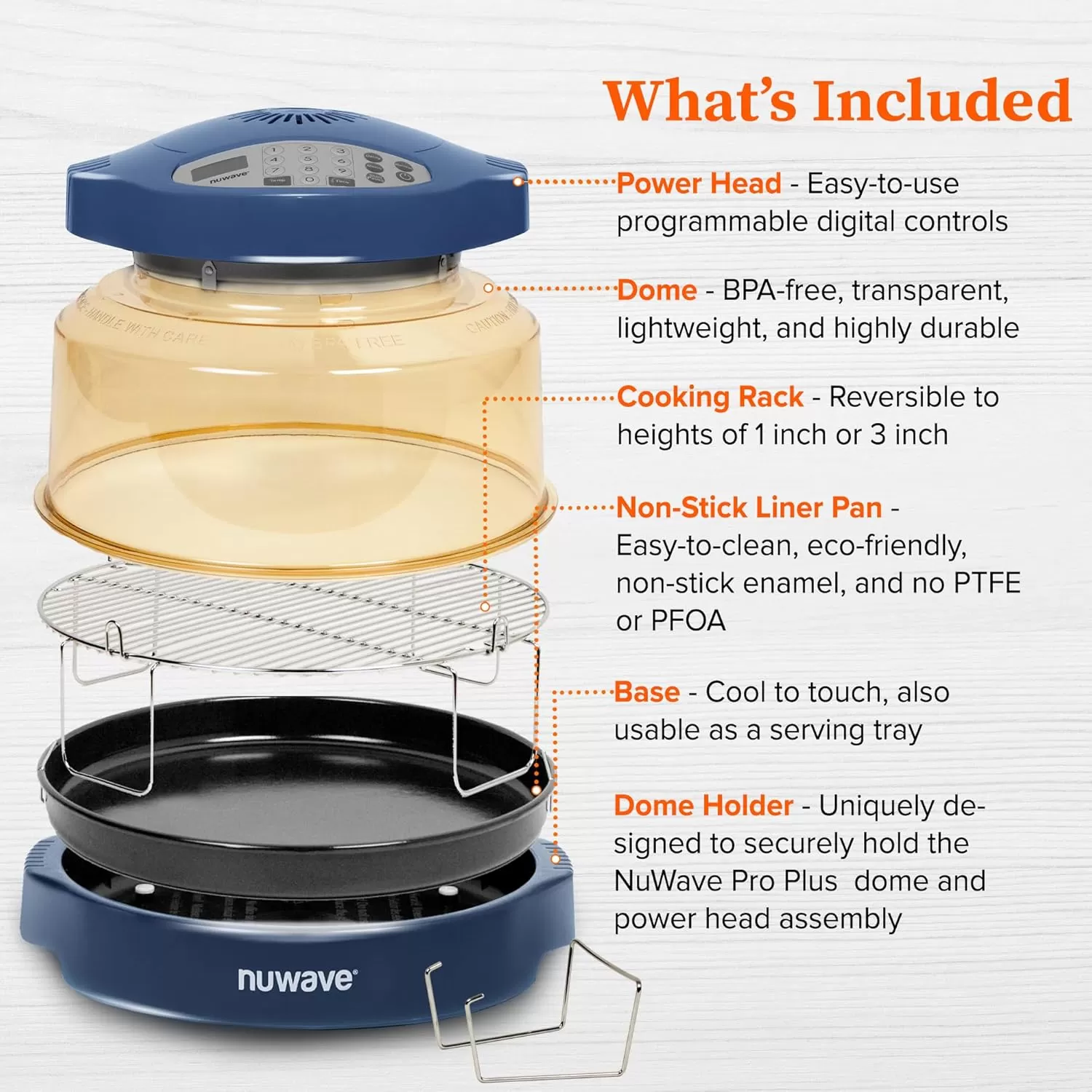 imageNuwave Pro Plus 2 InfraRed Oven Countertop Convection Cook Fresh or Frozen No Defrosting or Preheating Cook Healthy 360 Surround Heat Adjustable Temps 100 Presets 50 Memory Tough Power DomeDeep Blue