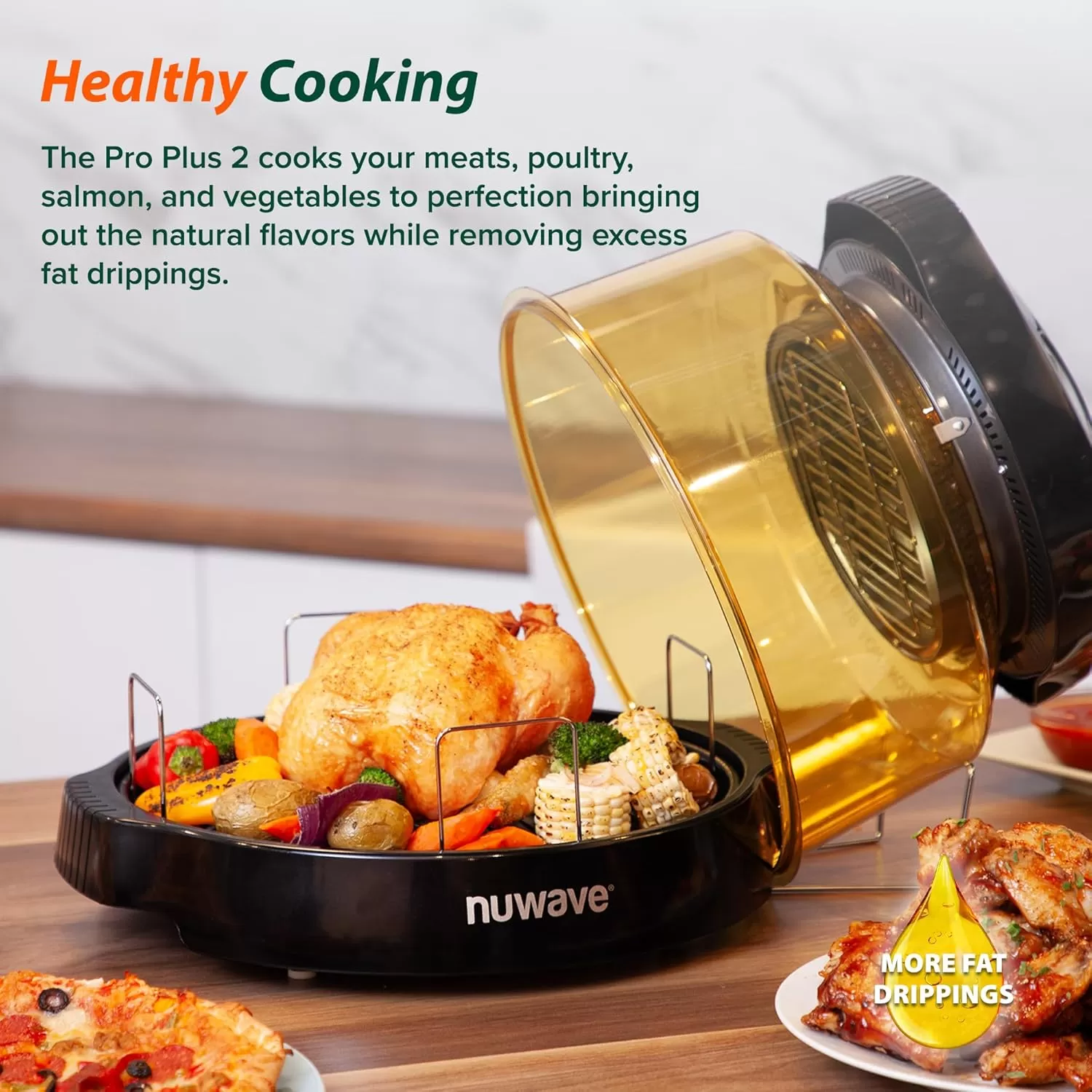 imageNuwave Pro Plus 2 InfraRed Oven Countertop Convection Cook Fresh or Frozen No Defrosting or Preheating Cook Healthy 360 Surround Heat Adjustable Temps 100 Presets 50 Memory Tough Power DomeBlack