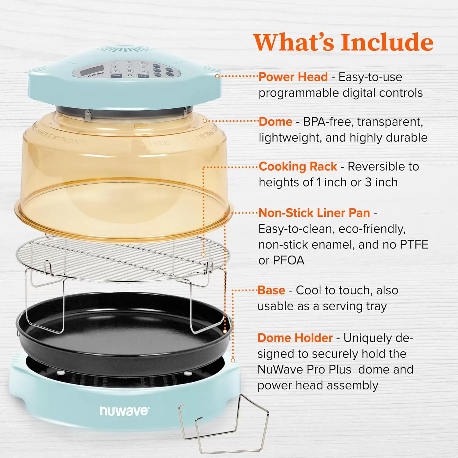 imageNuwave Pro Plus 2 InfraRed Oven Countertop Convection Cook Fresh or Frozen No Defrosting or Preheating Cook Healthy 360 Surround Heat Adjustable Temps 100 Presets 50 Memory Tough Power DomeMint Green