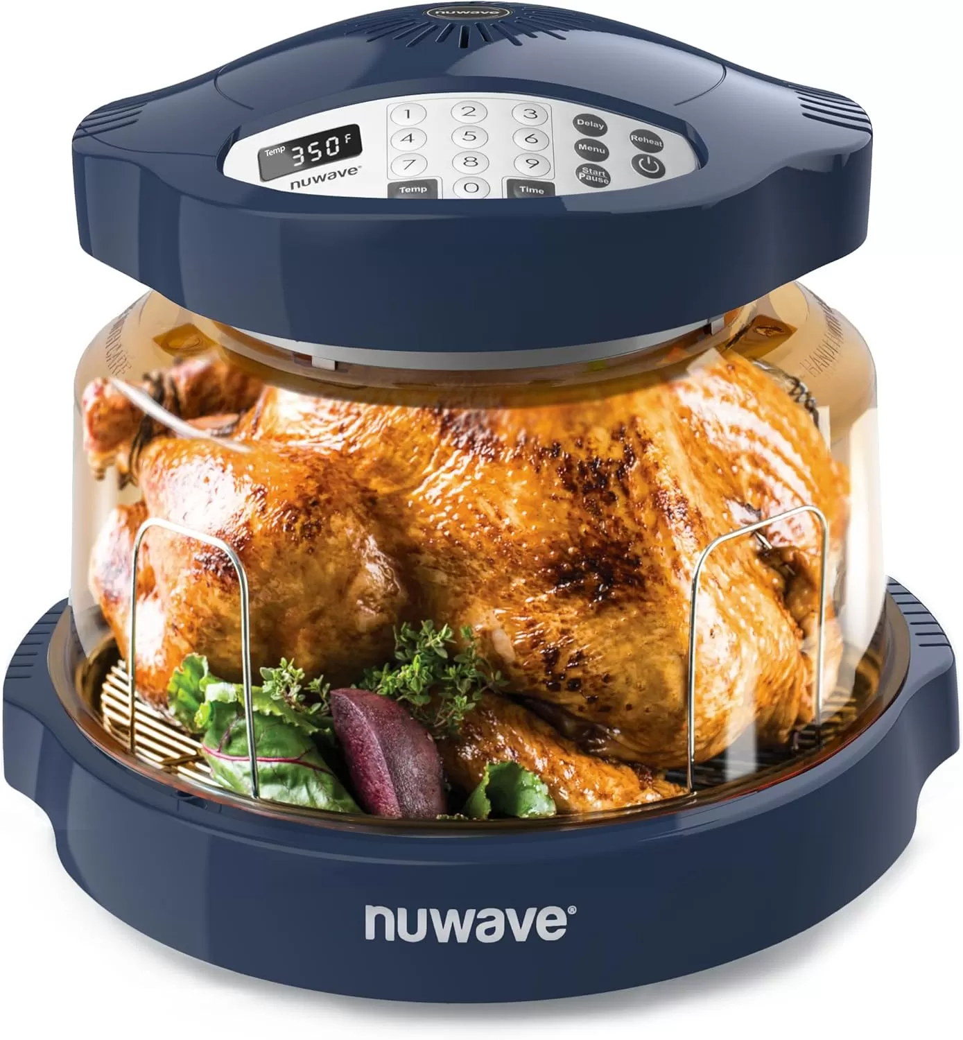 imageNuwave Pro Plus 2 InfraRed Oven Countertop Convection Cook Fresh or Frozen No Defrosting or Preheating Cook Healthy 360 Surround Heat Adjustable Temps 100 Presets 50 Memory Tough Power DomeDeep Blue