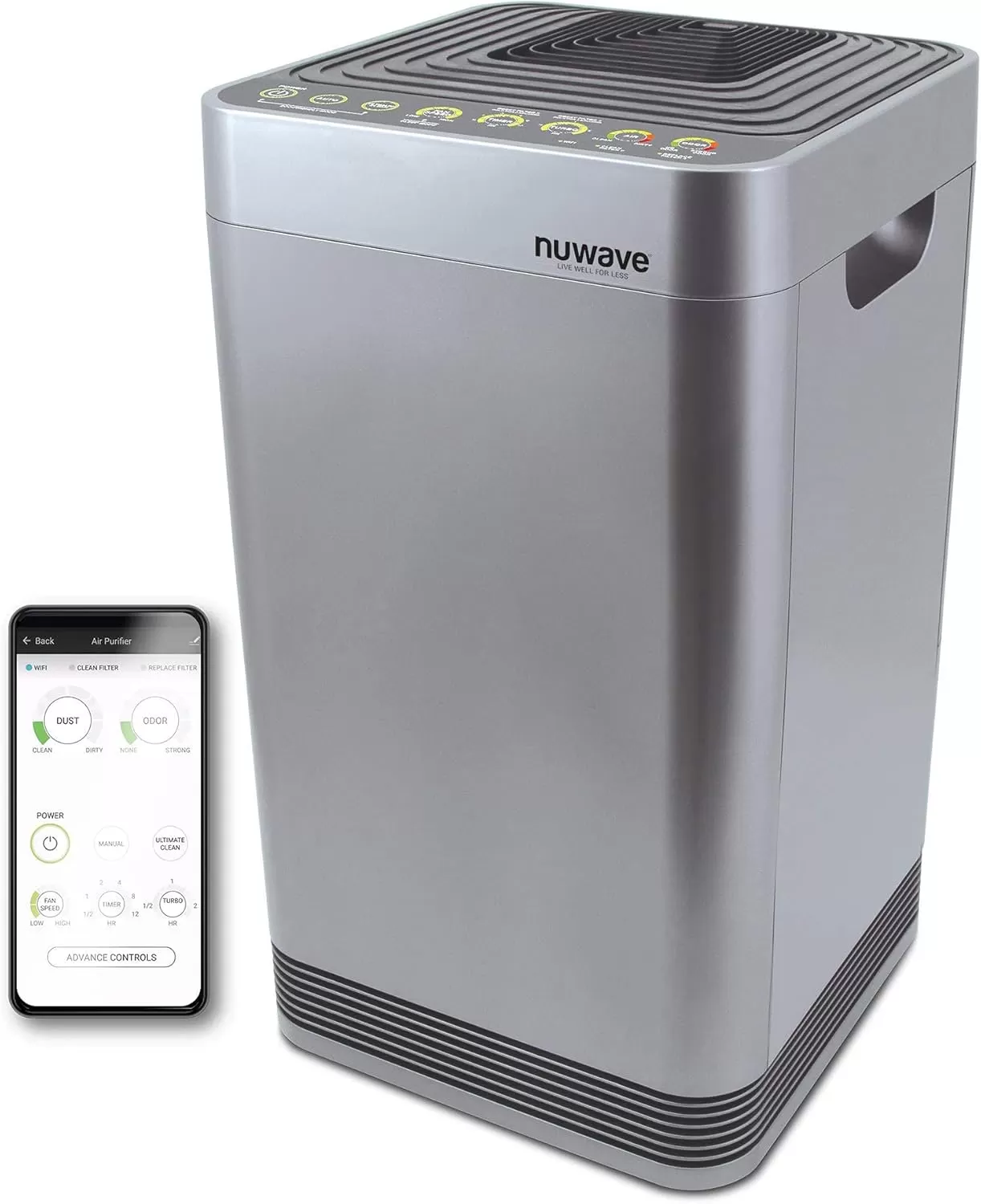 imageNuwave Whole House Air Purifiers Oxypure Smart Air Purifier with 5 Stage Tower Structure Air Filter Air Quality ampamp Odor Sensors Sleep Mode for Bedroom Remove 9999 of Dust Smoke Pollen AllergenAir Purifier with 9 HEPACarbon Combo Filters