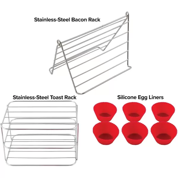 imageNUWAVE 6 QT Air Fryer Accessories 6 Silicone Egg Liners a Stainless Steel Toaster Rack and a Stainless Steel Bacon Rack Breakfast Kit