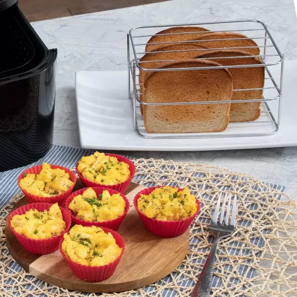 imageNUWAVE 6 QT Air Fryer Accessories 6 Silicone Egg Liners a Stainless Steel Toaster Rack and a Stainless Steel Bacon Rack Breakfast Kit