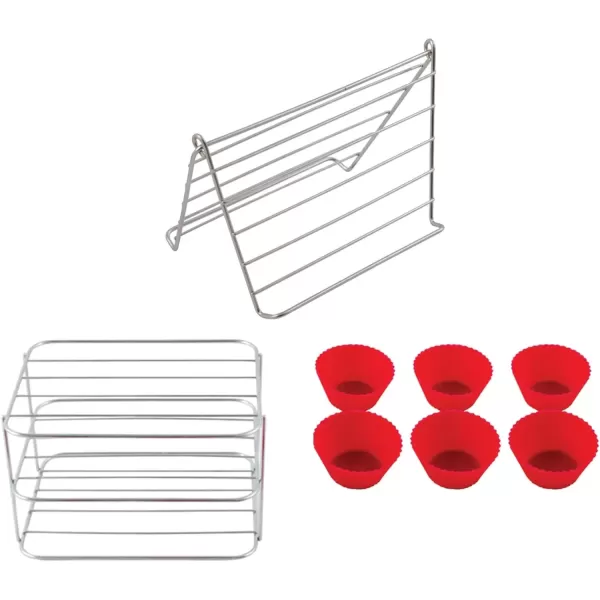 imageNUWAVE 6 QT Air Fryer Accessories 6 Silicone Egg Liners a Stainless Steel Toaster Rack and a Stainless Steel Bacon Rack Breakfast Kit