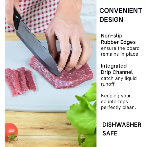 imageNuwave 2Piece Cutting Board Set Extra Large 18x12 Large 14x105 Lightweight ampamp Easy to Store Juice Well for No Drip Carving Easy Grip Handle NonPorous Surface BPA Free DishwasherSafe