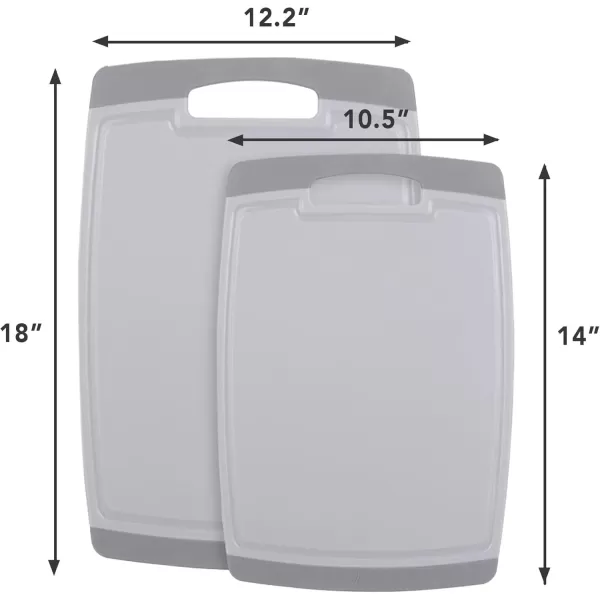 imageNuwave 2Piece Cutting Board Set Extra Large 18x12 Large 14x105 Lightweight ampamp Easy to Store Juice Well for No Drip Carving Easy Grip Handle NonPorous Surface BPA Free DishwasherSafe