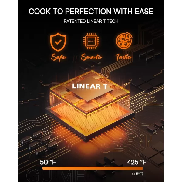 imageNuwave Brio 155Qt Air Fryer Rotisserie Oven XLarge Family Size Powerful 1800W 4 Rack Positions 50425F Temp Controls 100 Presets ampamp 50 Memory Integrated Smart Thermometer Linear T Technology