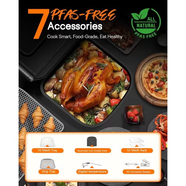 imageNuwave Brio 155Qt Air Fryer Rotisserie Oven XLarge Family Size Powerful 1800W 4 Rack Positions 50425F Temp Controls 100 Presets ampamp 50 Memory Integrated Smart Thermometer Linear T Technology