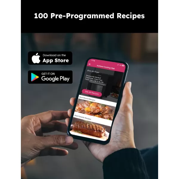 imageNuwave Brio 155Qt Air Fryer Rotisserie Oven XLarge Family Size Powerful 1800W 4 Rack Positions 50425F Temp Controls 100 Presets ampamp 50 Memory Integrated Smart Thermometer Linear T Technology
