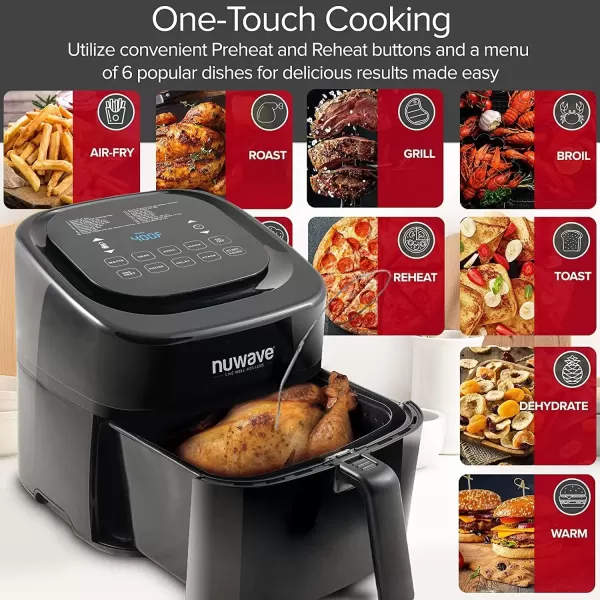 imageNuwave Brio 6Quart Healthy Digital Smart Air Fryer with Probe OneTouch Digital Controls Advanced Cooking Functions Removable Divider Insert ampamp Grill Pan NEW ACCESSORYBlack