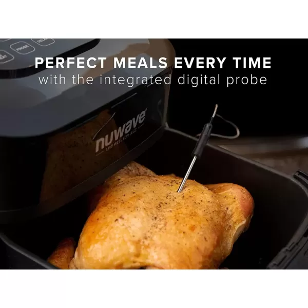 imageNuwave Brio 6Quart Healthy Digital Smart Air Fryer with Probe OneTouch Digital Controls Advanced Cooking Functions Removable Divider Insert ampamp Grill Pan NEW ACCESSORYBlack