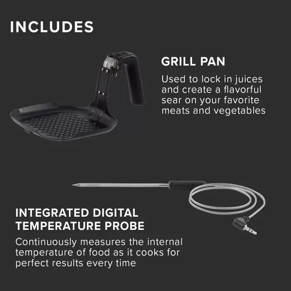 imageNuwave Brio 6Quart Healthy Digital Smart Air Fryer with Probe OneTouch Digital Controls Advanced Cooking Functions Removable Divider Insert ampamp Grill Pan NEW ACCESSORYBlack
