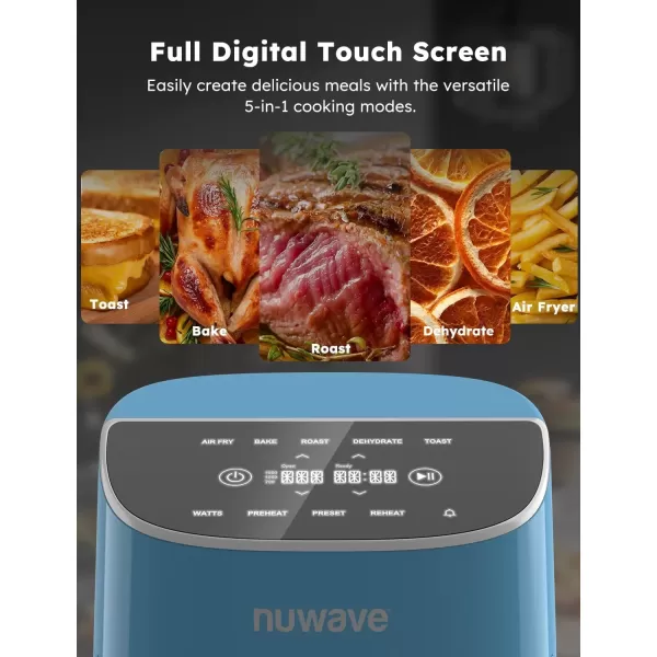 imageNuwave Brio 8Qt Air Fryer Powerful 1800W EasytoRead Cool White Display 50400F Temp Controls 100 PreProgrammed Presets ampamp 50 Memory Slots Integrated Smart Thermometer Linear T TechnologyCozy Blue