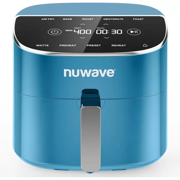 imageNuwave Brio 8Qt Air Fryer Powerful 1800W EasytoRead Cool White Display 50400F Temp Controls 100 PreProgrammed Presets ampamp 50 Memory Slots Integrated Smart Thermometer Linear T TechnologyCozy Blue