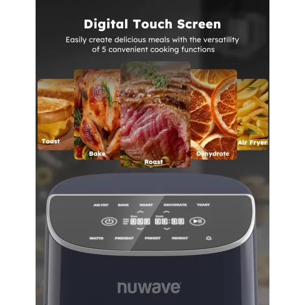 imageNuwave Brio 8Qt Air Fryer Powerful 1800W EasytoRead Cool White Display 50400F Temp Controls 100 PreProgrammed Presets ampamp 50 Memory Slots Integrated Smart Thermometer Linear T TechnologyDeep Blue